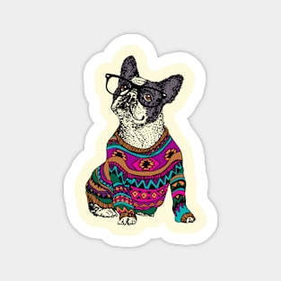 hipster frenchie Sticker